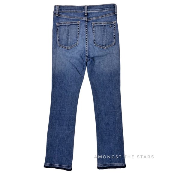 rag & bone /JEAN Hana Croyden Blue Released Raw Hem Mini Boot Cropped Jeans - Picture 12 of 12